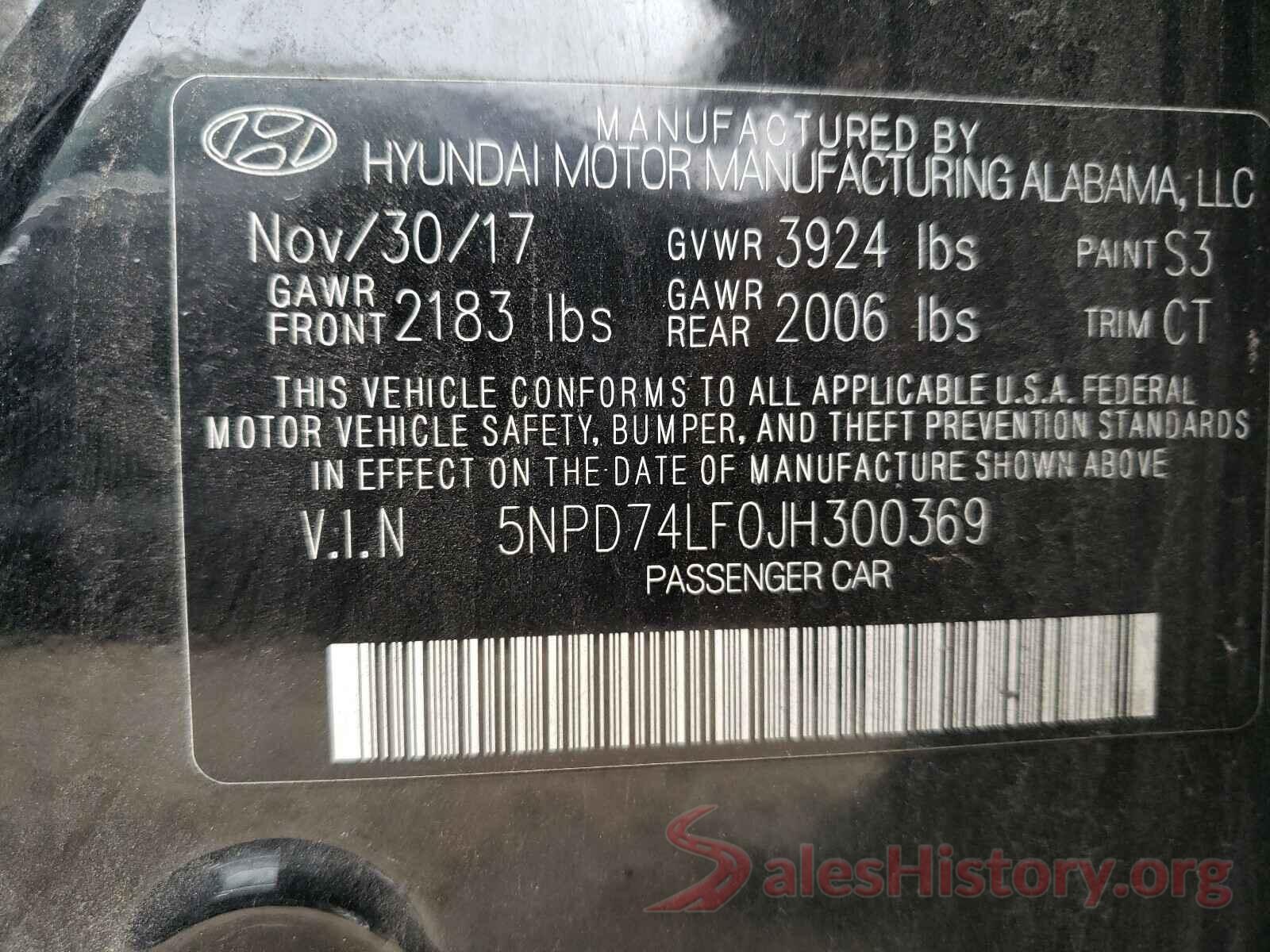 5NPD74LF0JH300369 2018 HYUNDAI ELANTRA