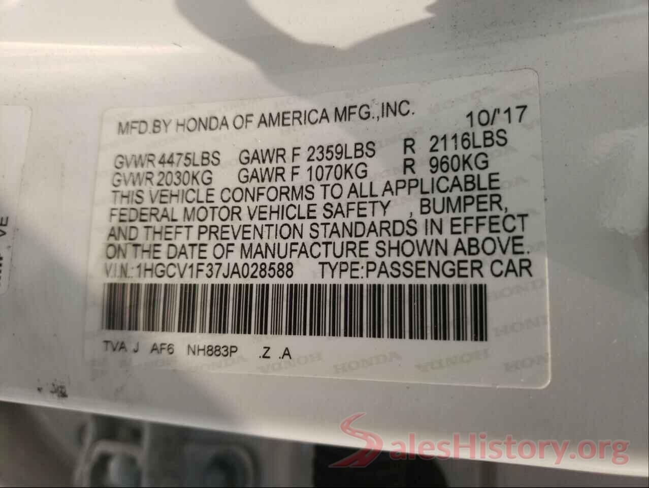 1HGCV1F37JA028588 2018 HONDA ACCORD