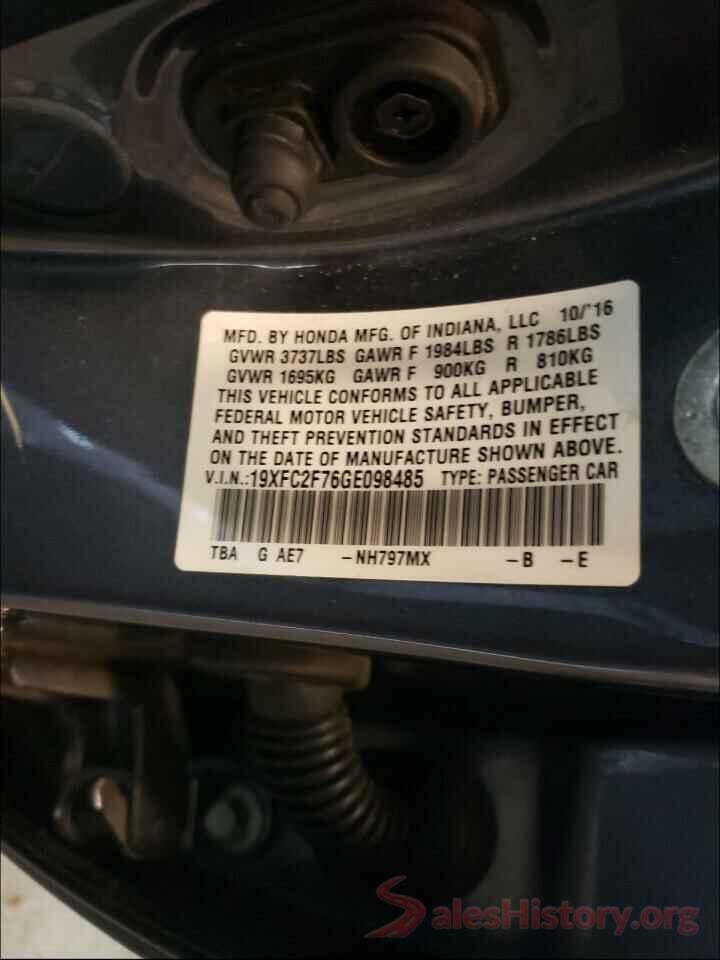 19XFC2F76GE098485 2016 HONDA CIVIC