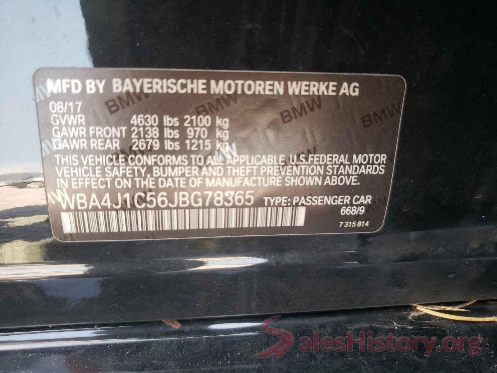 WBA4J1C56JBG78365 2018 BMW 4 SERIES