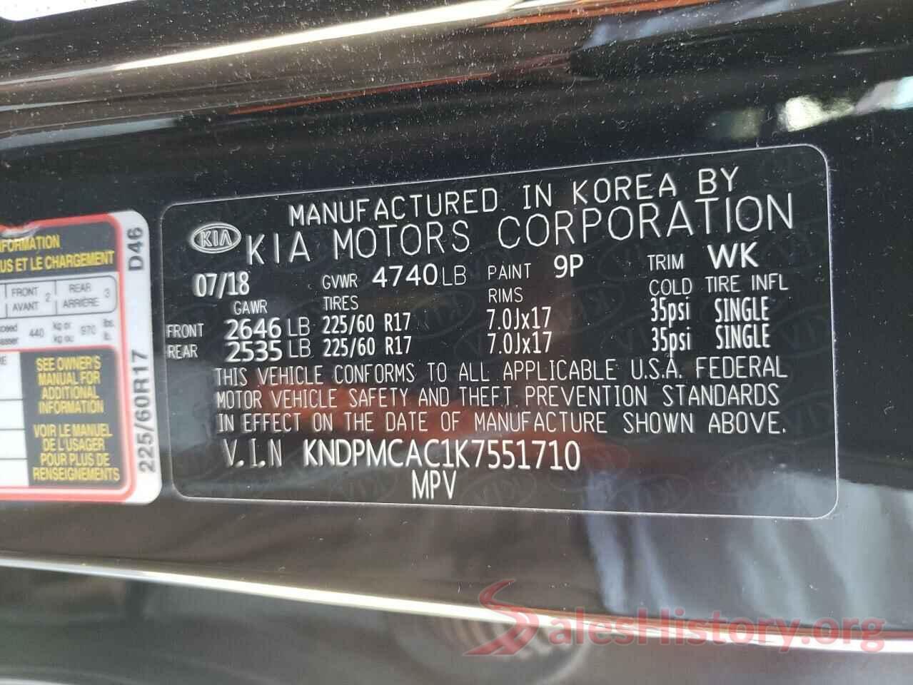 KNDPMCAC1K7551710 2019 KIA SPORTAGE