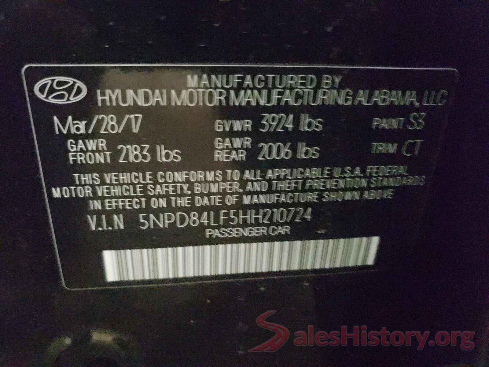 5NPD84LF5HH210724 2017 HYUNDAI ELANTRA