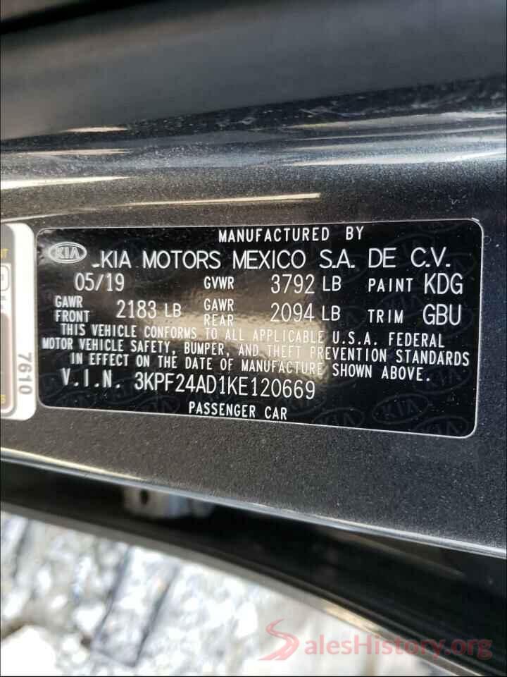 3KPF24AD1KE120669 2019 KIA FORTE