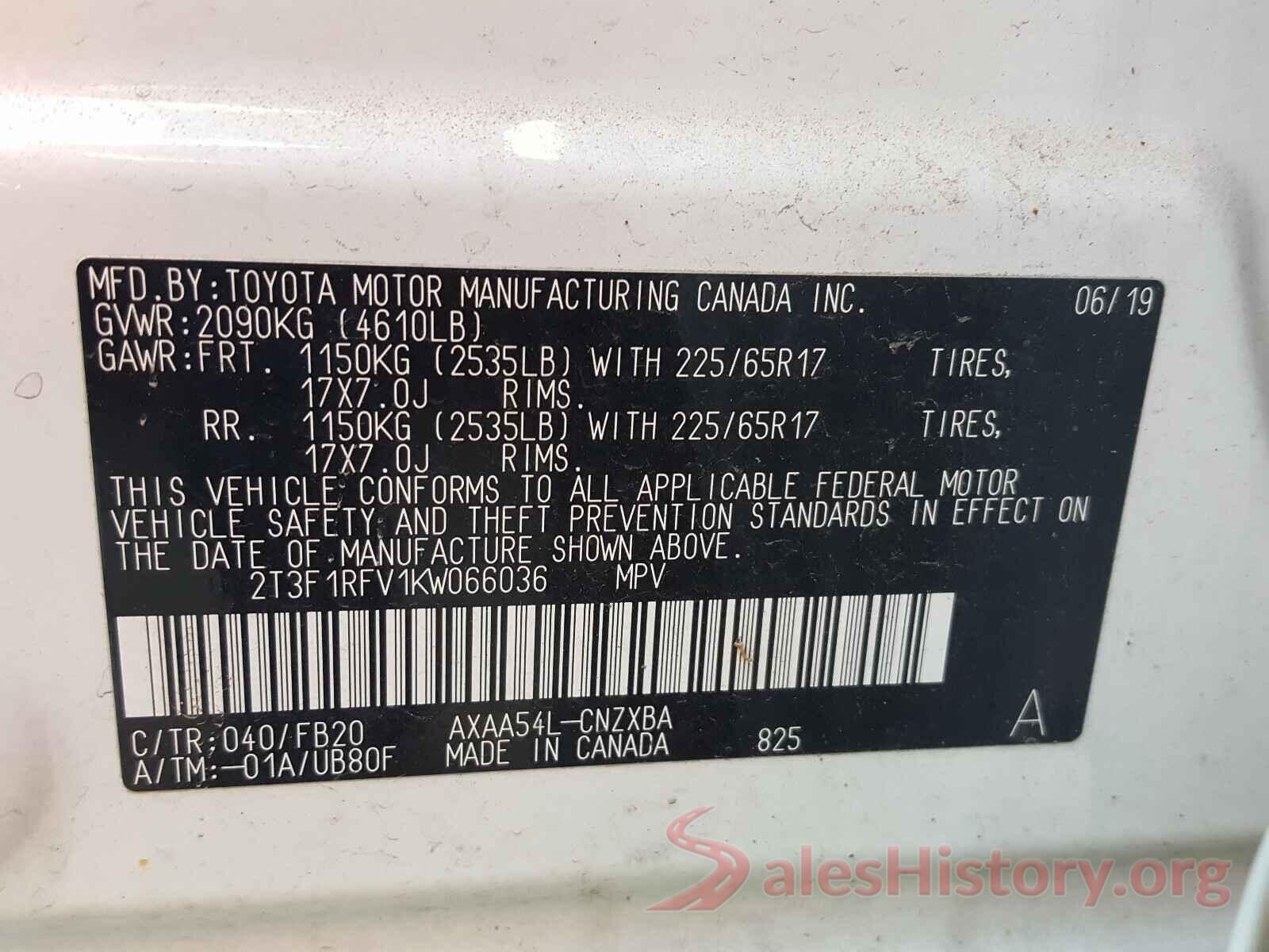 2T3F1RFV1KW066036 2019 TOYOTA RAV4