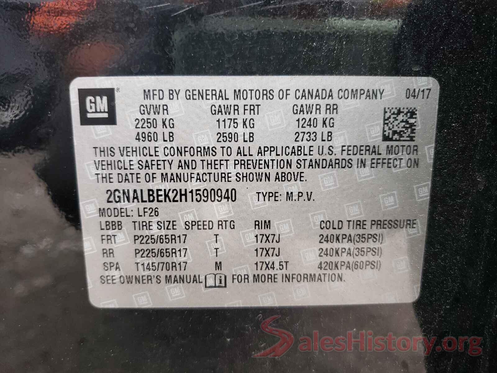 2GNALBEK2H1590940 2017 CHEVROLET EQUINOX