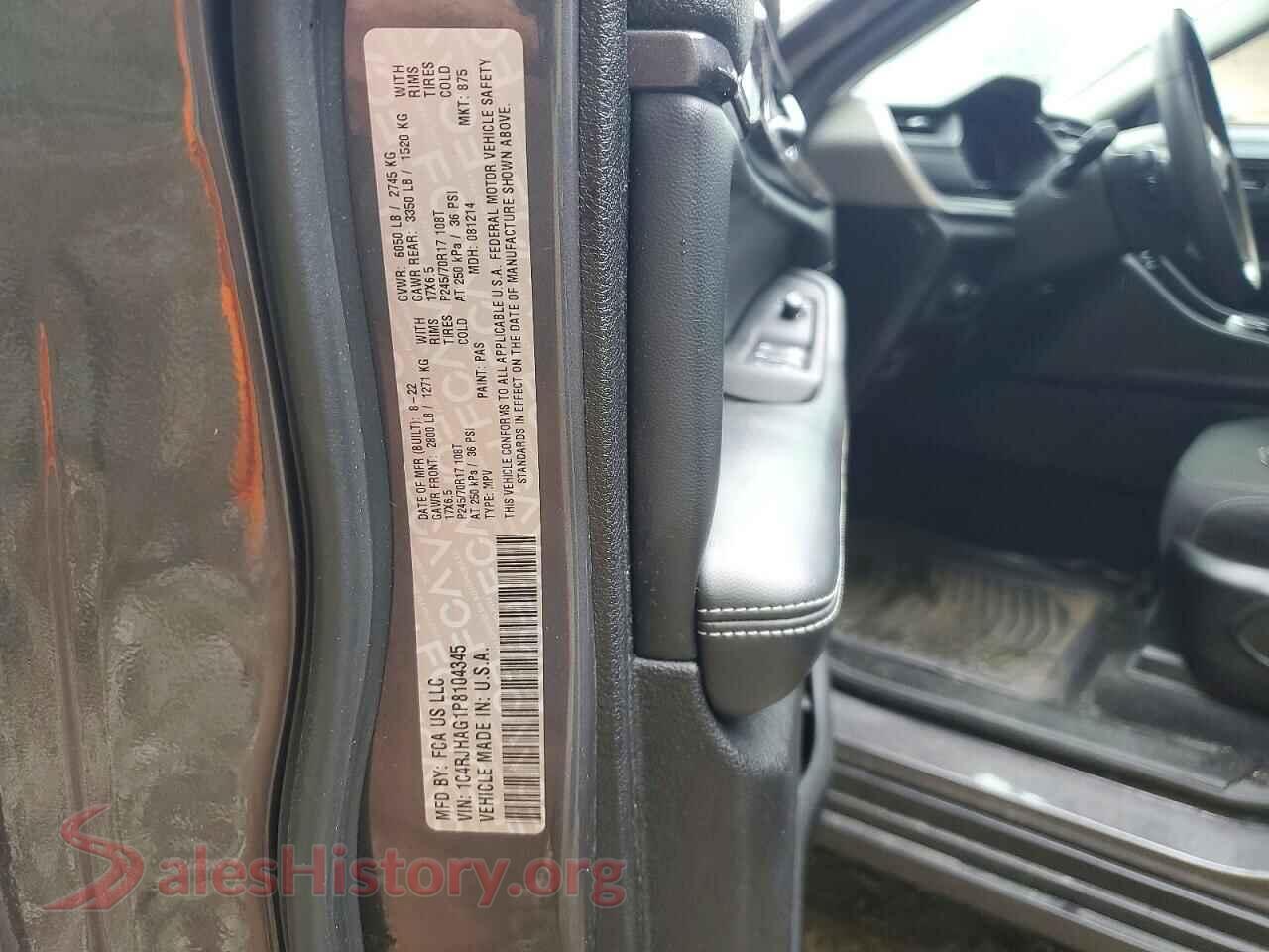 2023 JEEP CHEROKEE VIN 1C4RJHAG1P8104345, trunk area