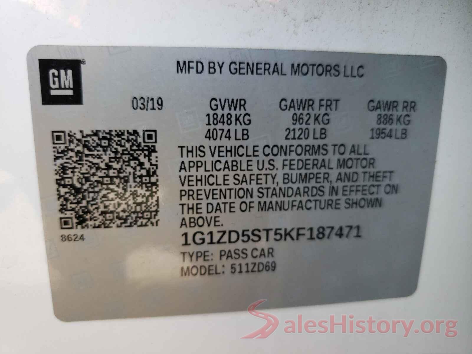 1G1ZD5ST5KF187471 2019 CHEVROLET MALIBU