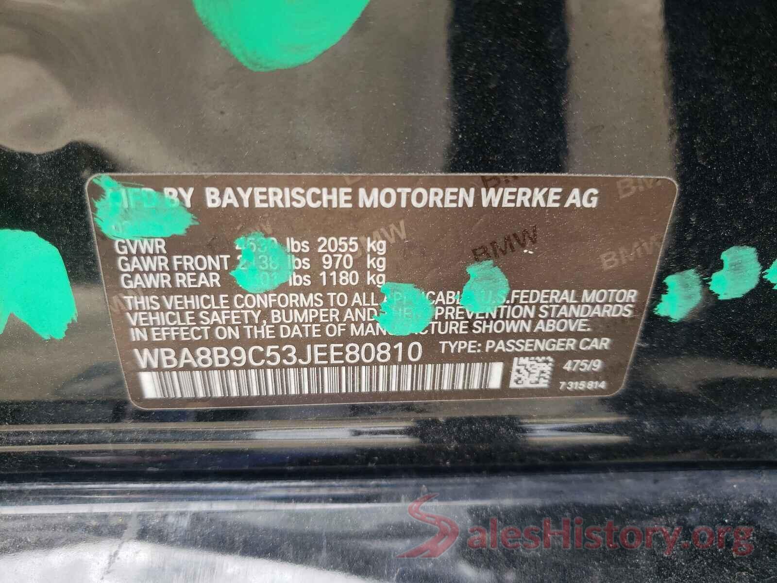 WBA8B9C53JEE80810 2018 BMW 3 SERIES