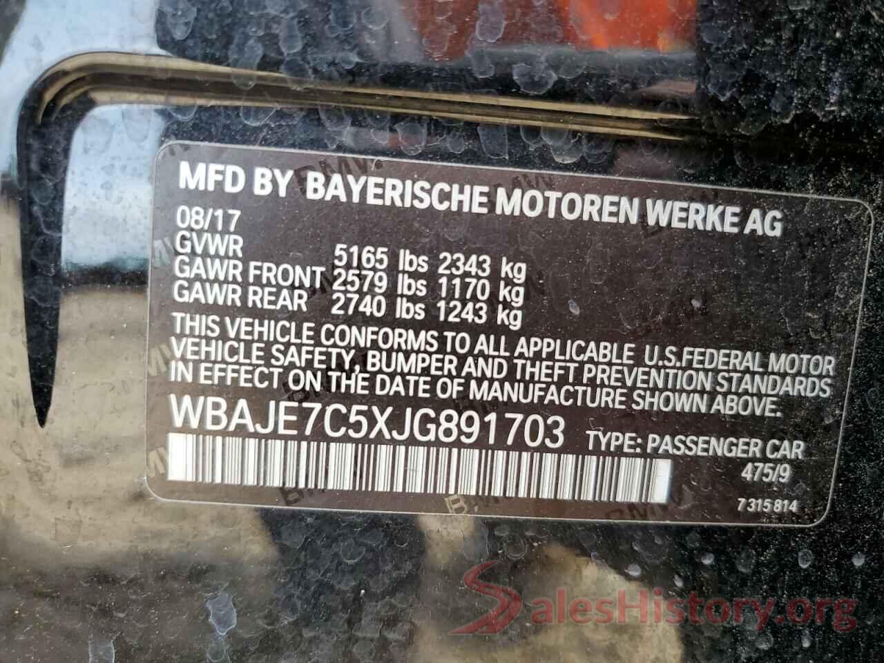 WBAJE7C5XJG891703 2018 BMW 5 SERIES
