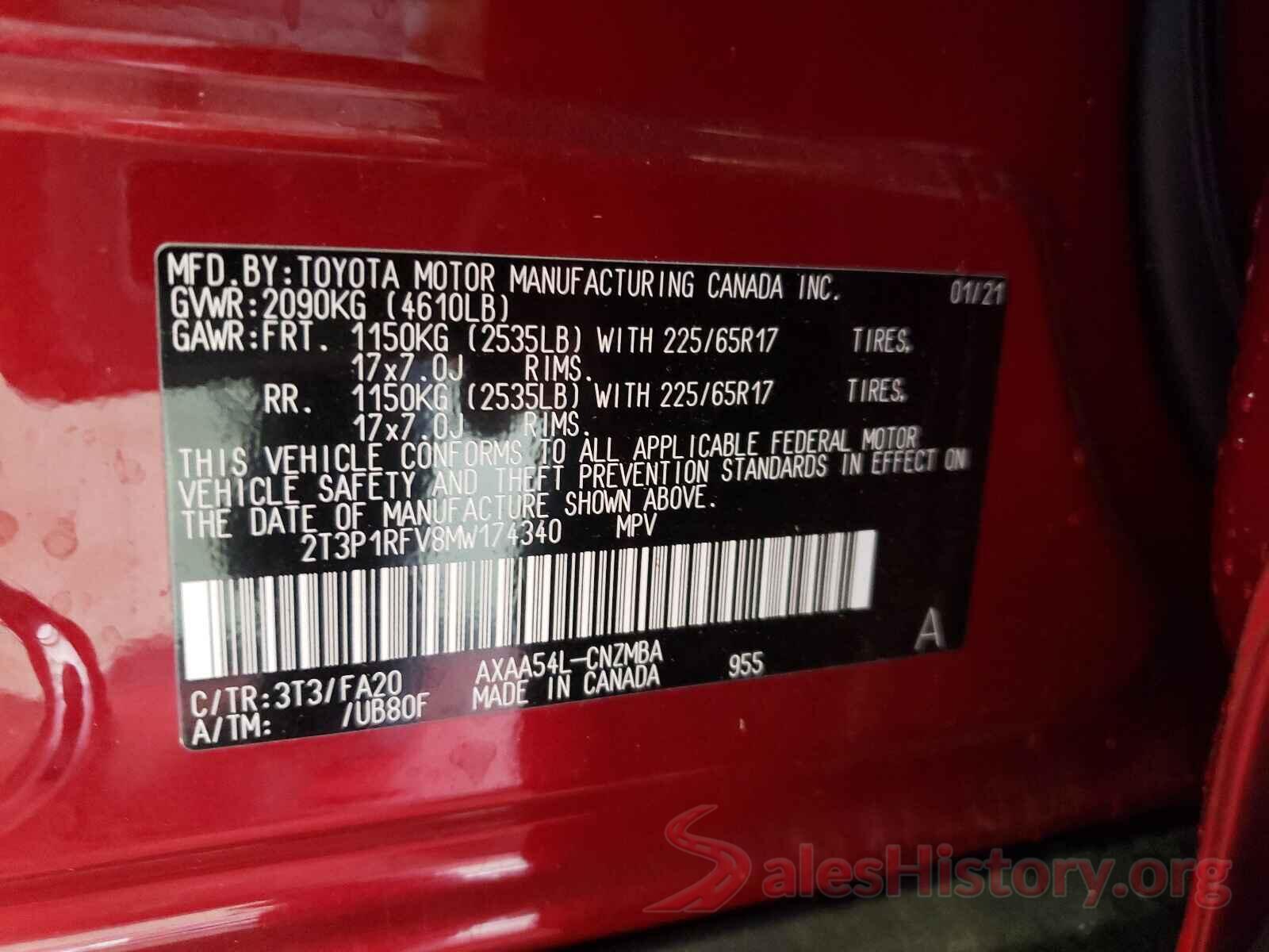 2T3P1RFV8MW174340 2021 TOYOTA RAV4