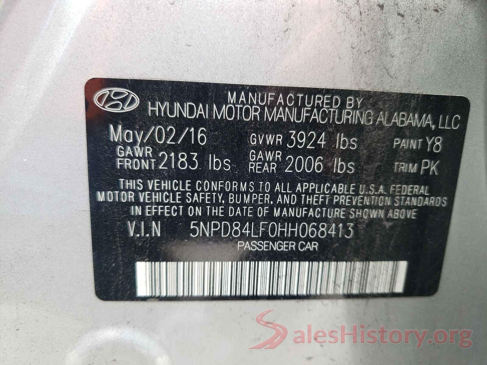 5NPD84LF0HH068413 2017 HYUNDAI ELANTRA