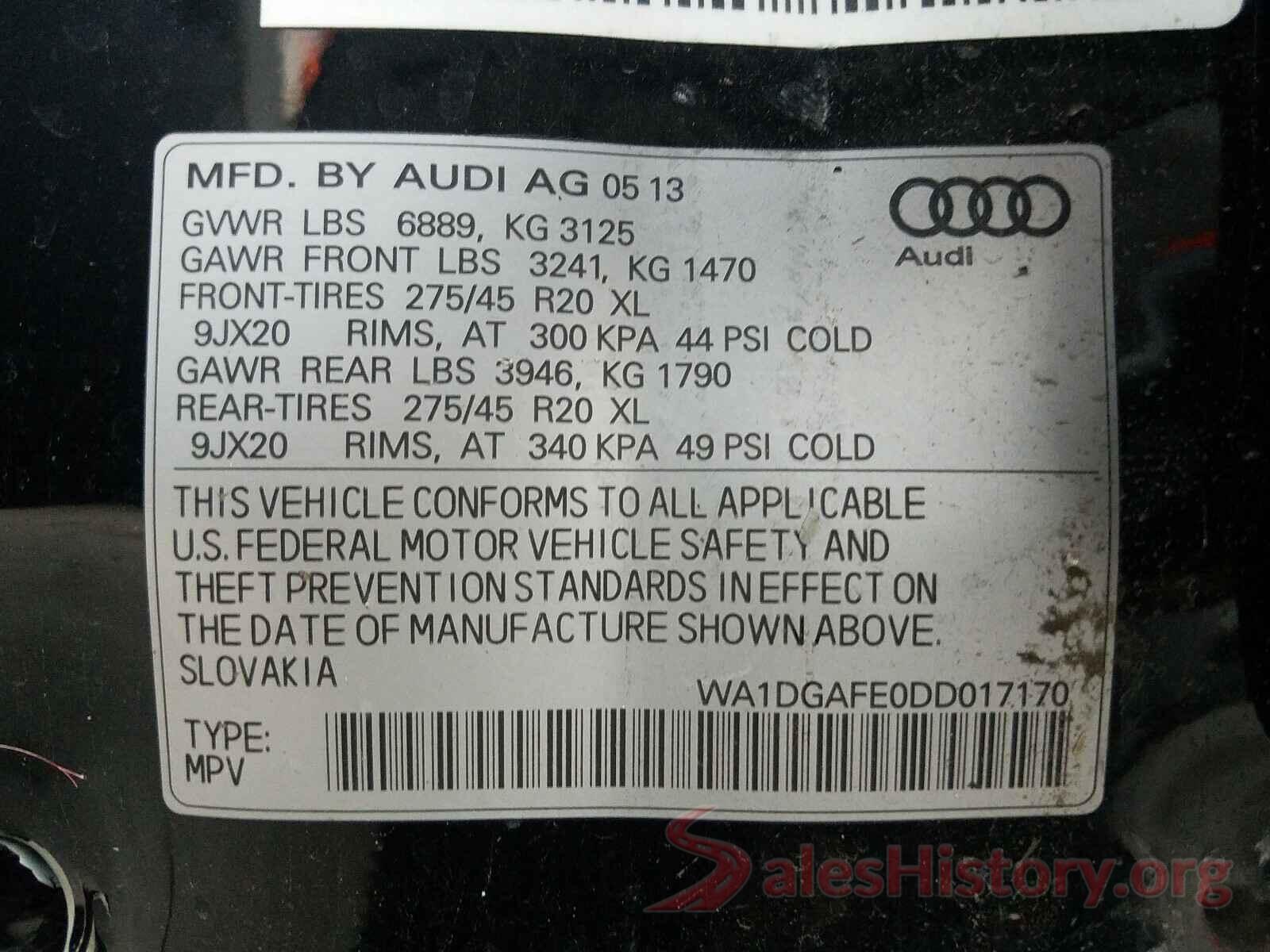 WA1DGAFE0DD017170 2013 AUDI Q7