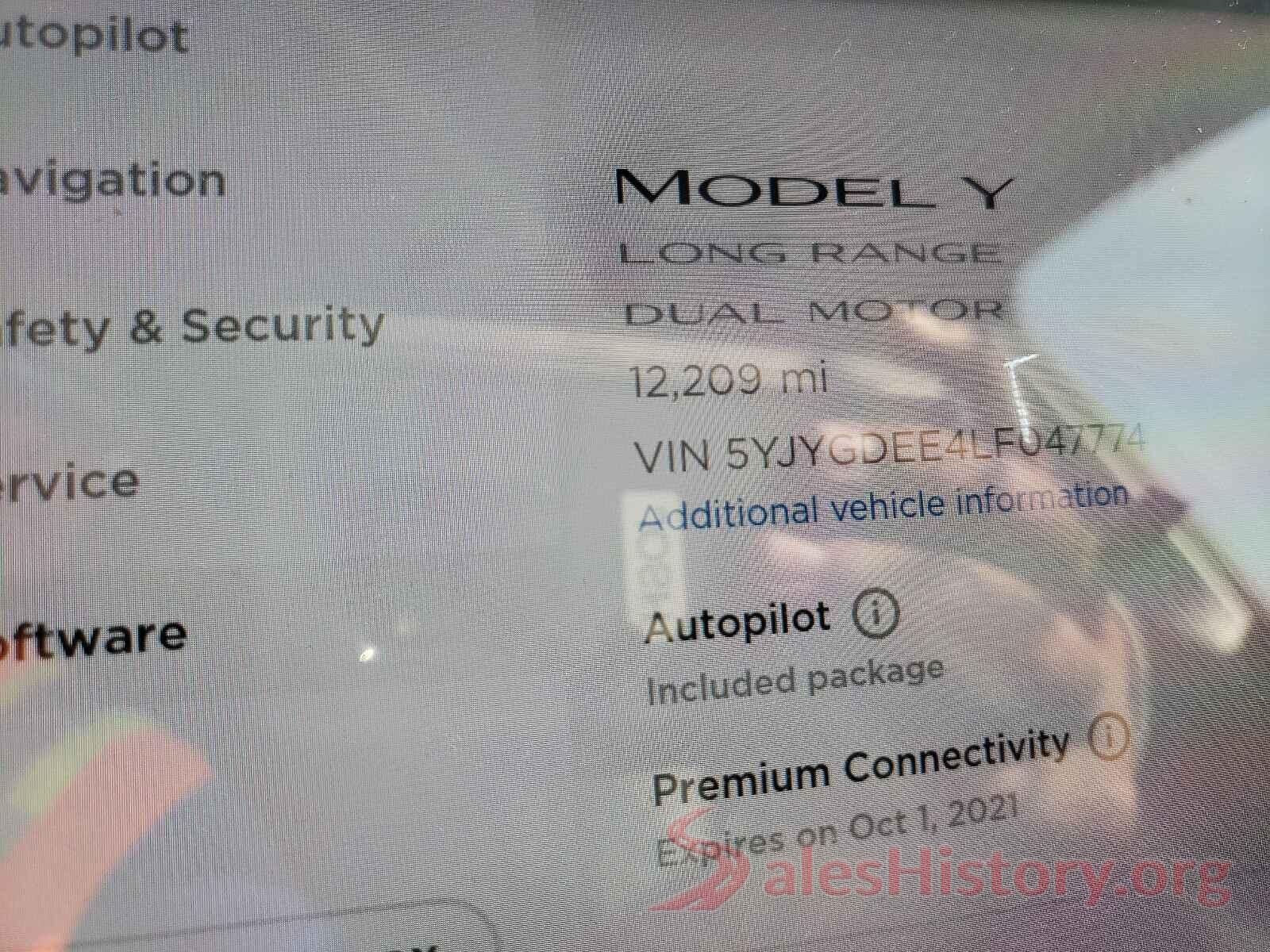 5YJYGDEE4LF047774 2020 TESLA MODEL Y