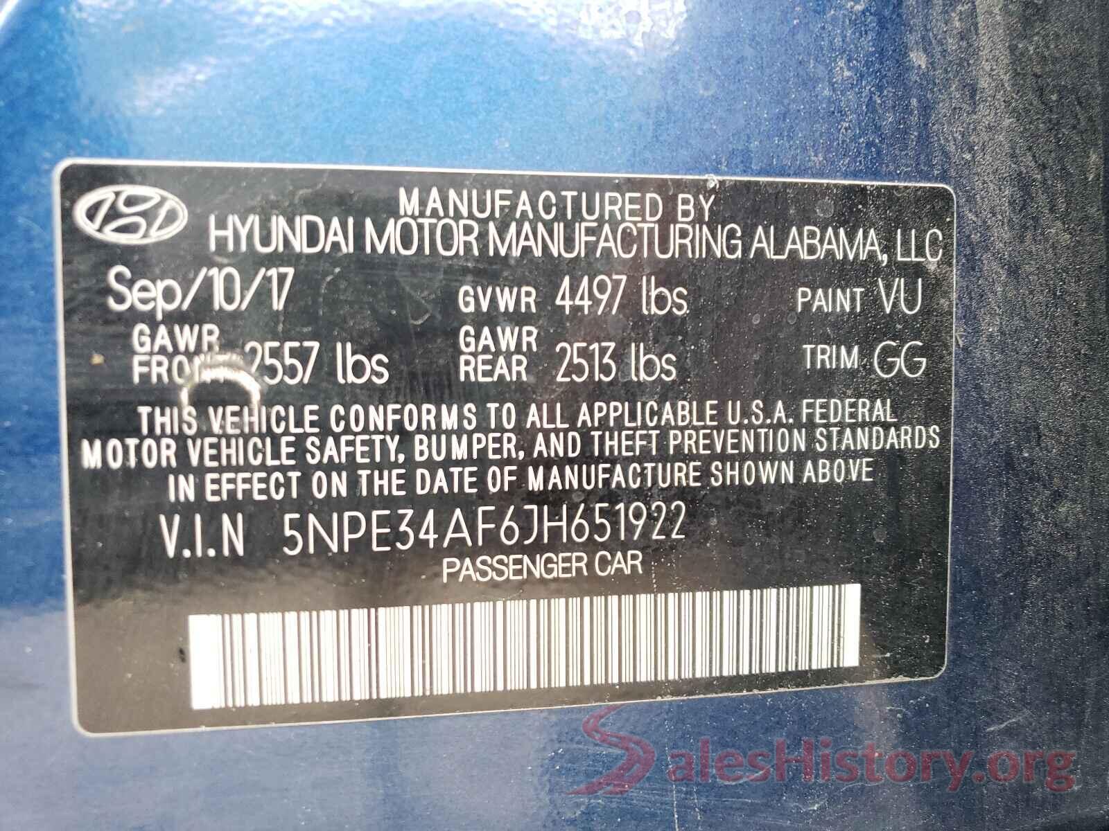 5NPE34AF6JH651922 2018 HYUNDAI SONATA