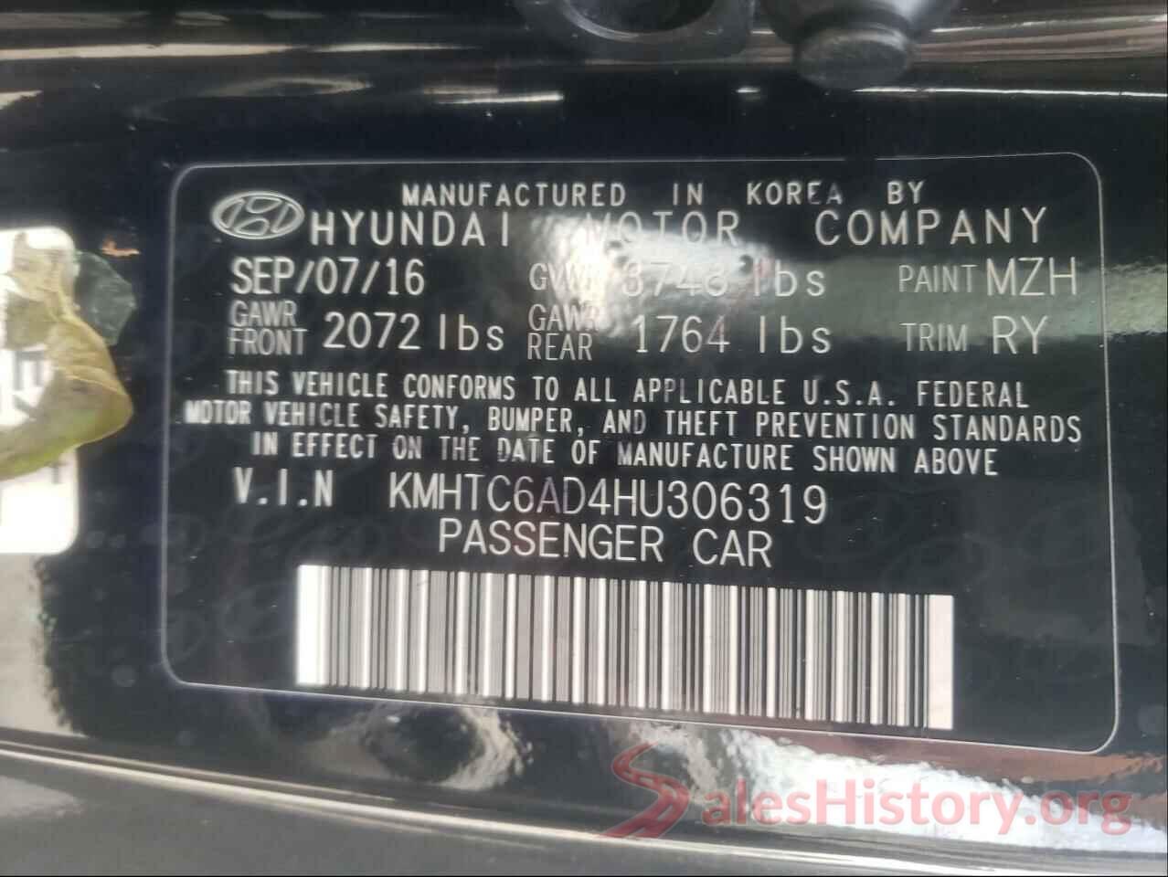 KMHTC6AD4HU306319 2017 HYUNDAI VELOSTER