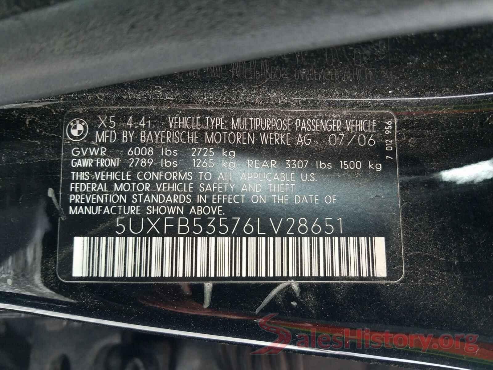 5UXFB53576LV28651 2006 BMW X5