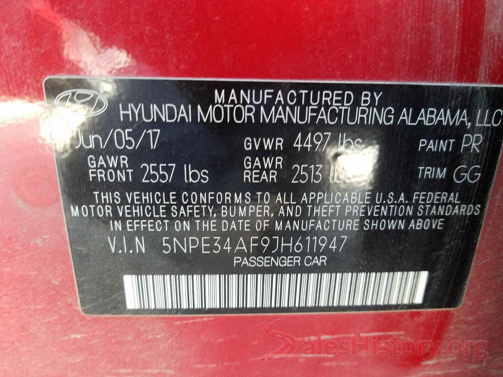 5NPE34AF9JH611947 2018 HYUNDAI SONATA