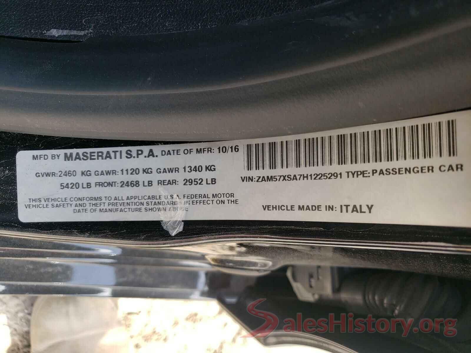 ZAM57XSA7H1225291 2017 MASERATI ALL MODELS