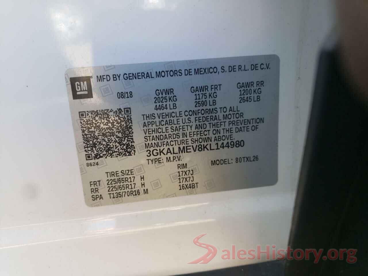 3GKALMEV8KL144980 2019 GMC TERRAIN