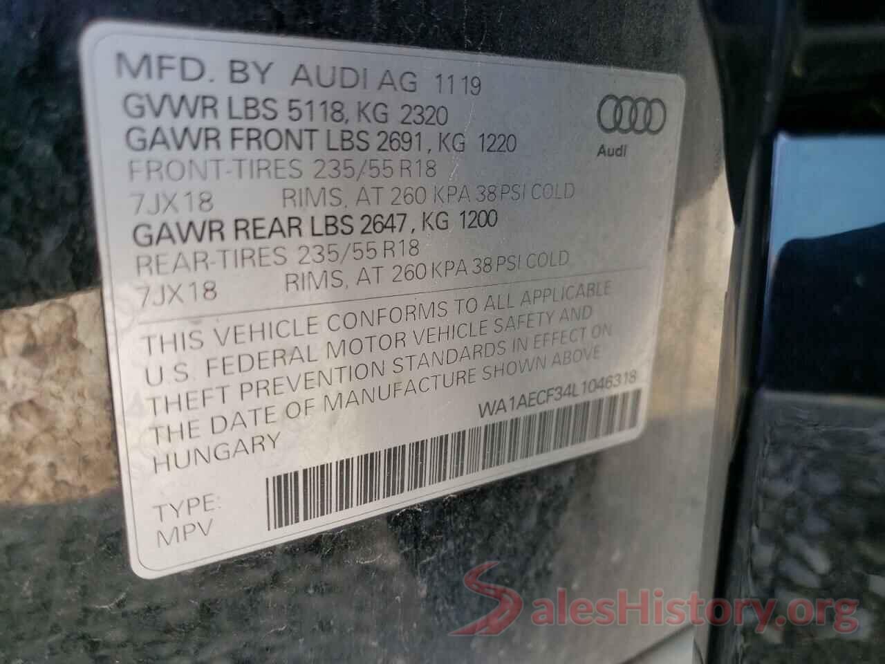 WA1AECF34L1046318 2020 AUDI Q3