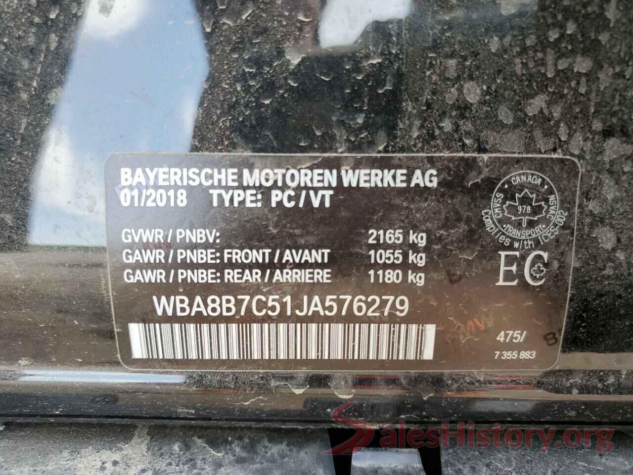 WBA8B7C51JA576279 2018 BMW 3 SERIES