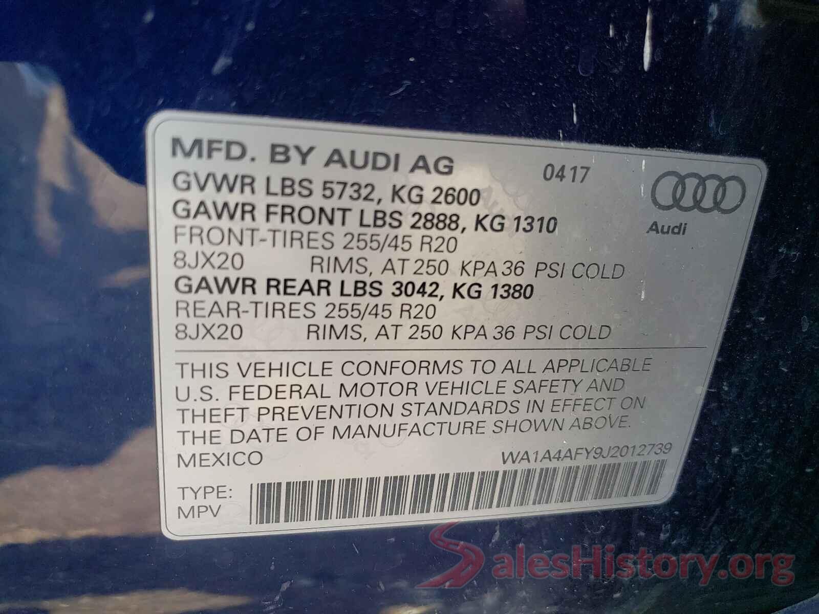 WA1A4AFY9J2012739 2018 AUDI SQ5