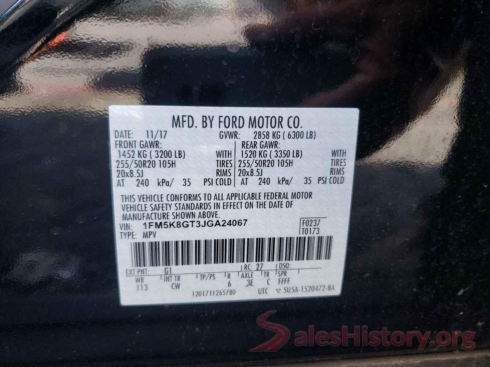 1FM5K8GT3JGA24067 2018 FORD EXPLORER