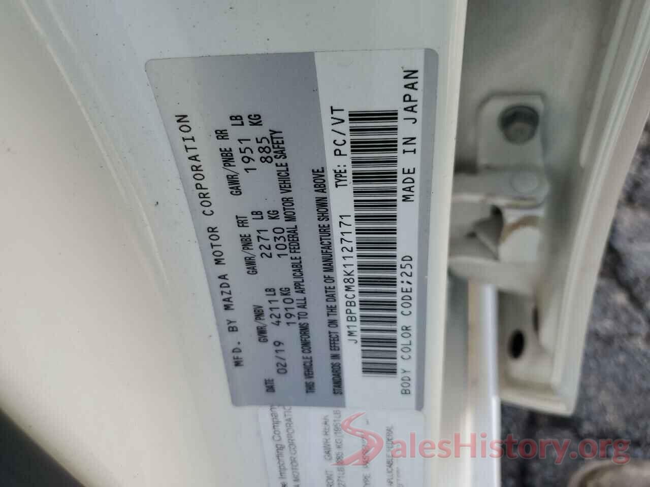 JM1BPBCM8K1127171 2019 MAZDA 3