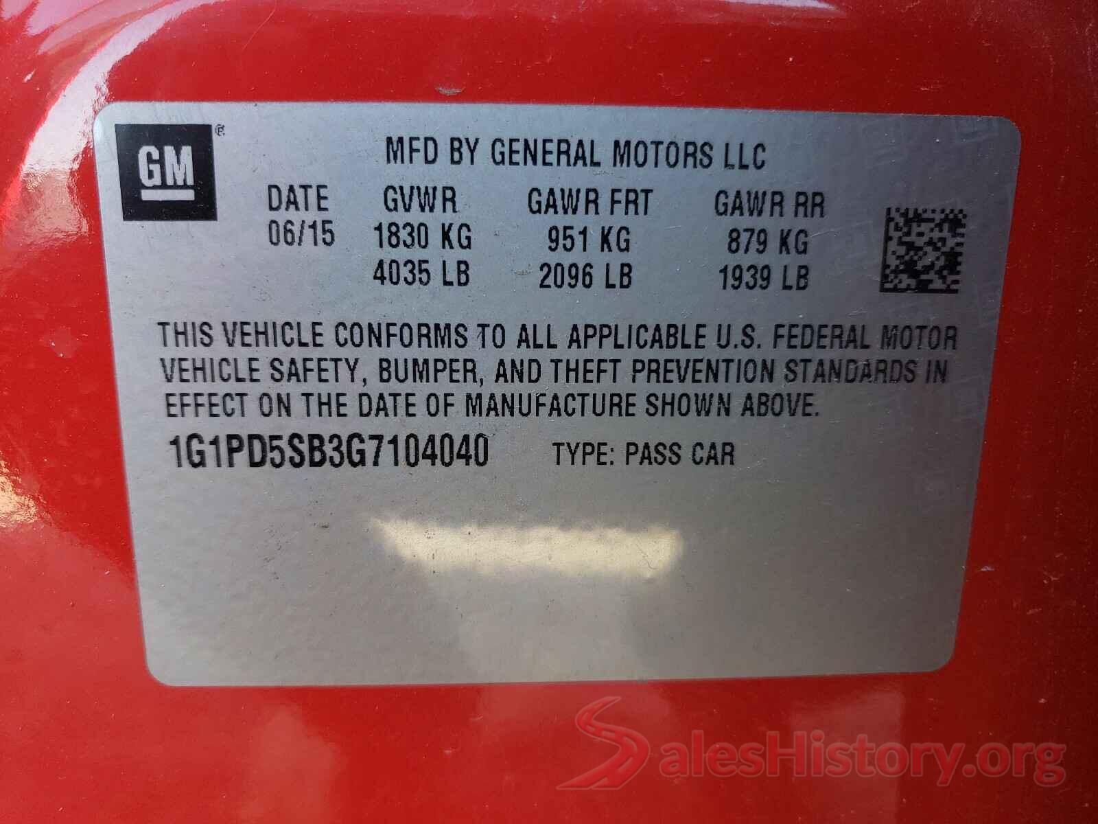 1G1PD5SB3G7104040 2016 CHEVROLET CRUZE