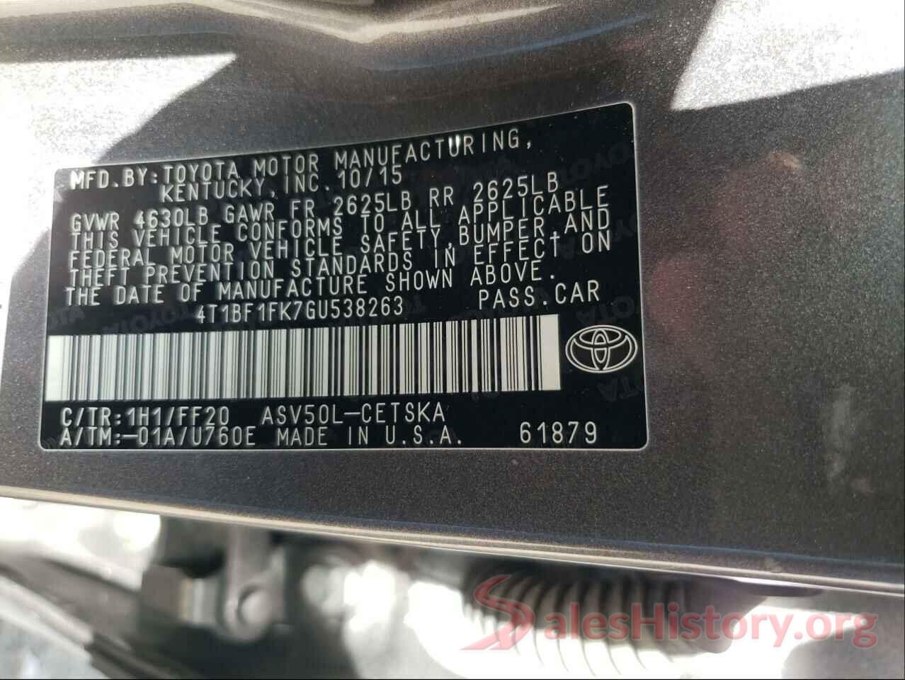 4T1BF1FK7GU538263 2016 TOYOTA CAMRY