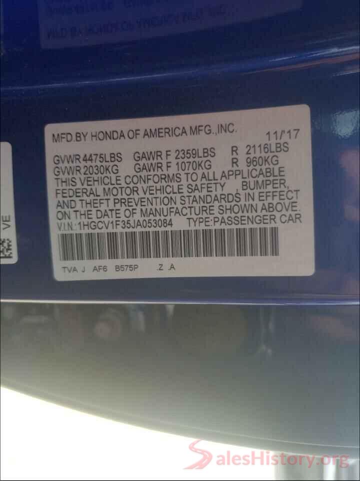 1HGCV1F35JA053084 2018 HONDA ACCORD