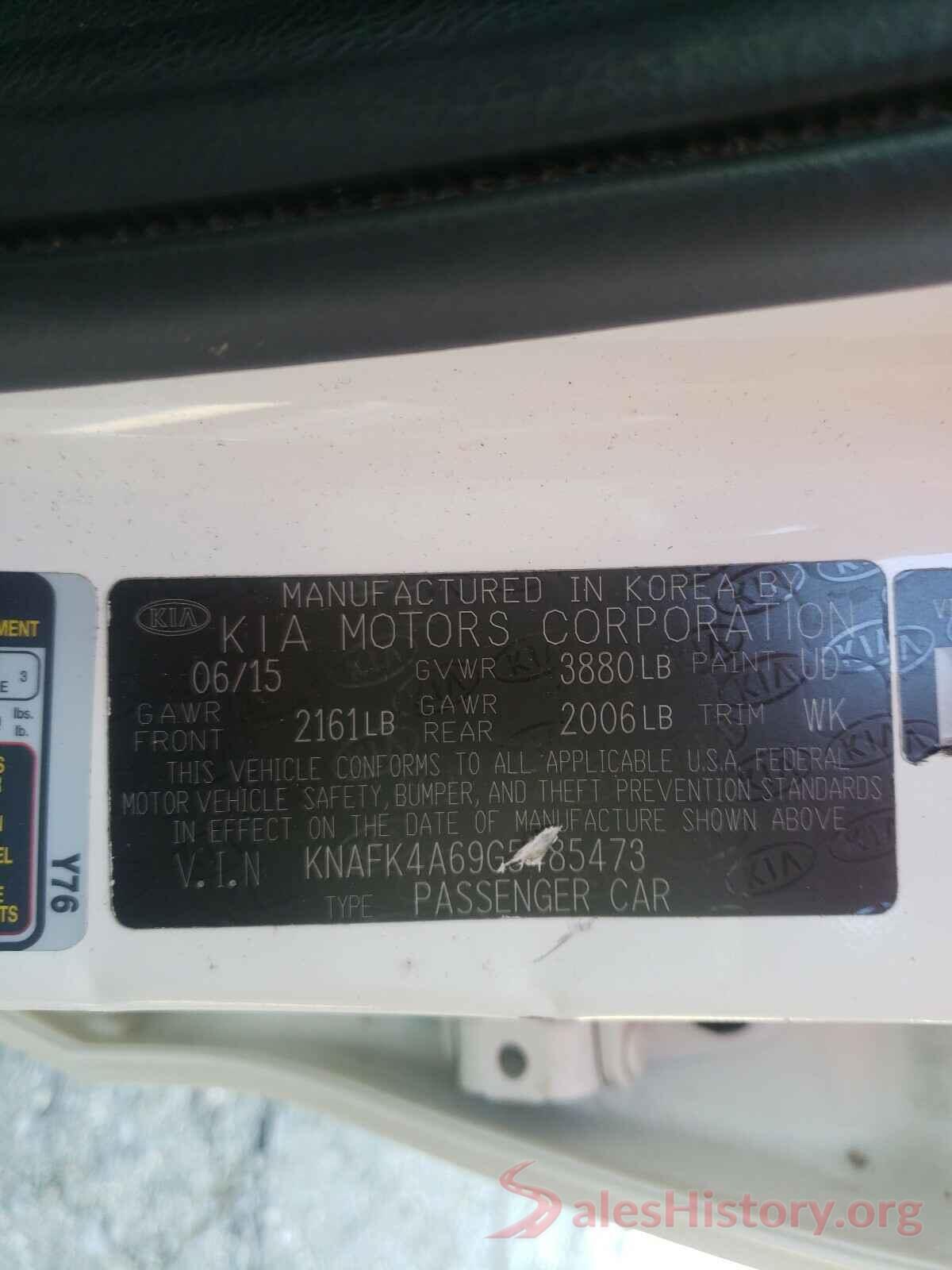 KNAFK4A69G5485473 2016 KIA FORTE