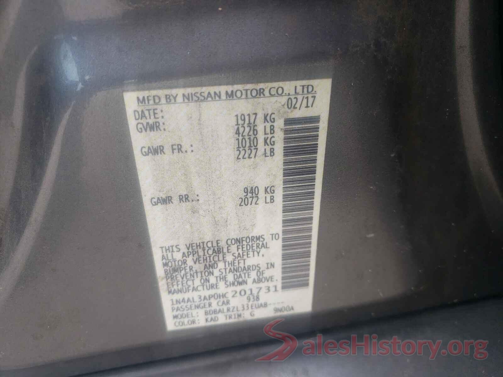 1N4AL3AP0HC201731 2017 NISSAN ALTIMA