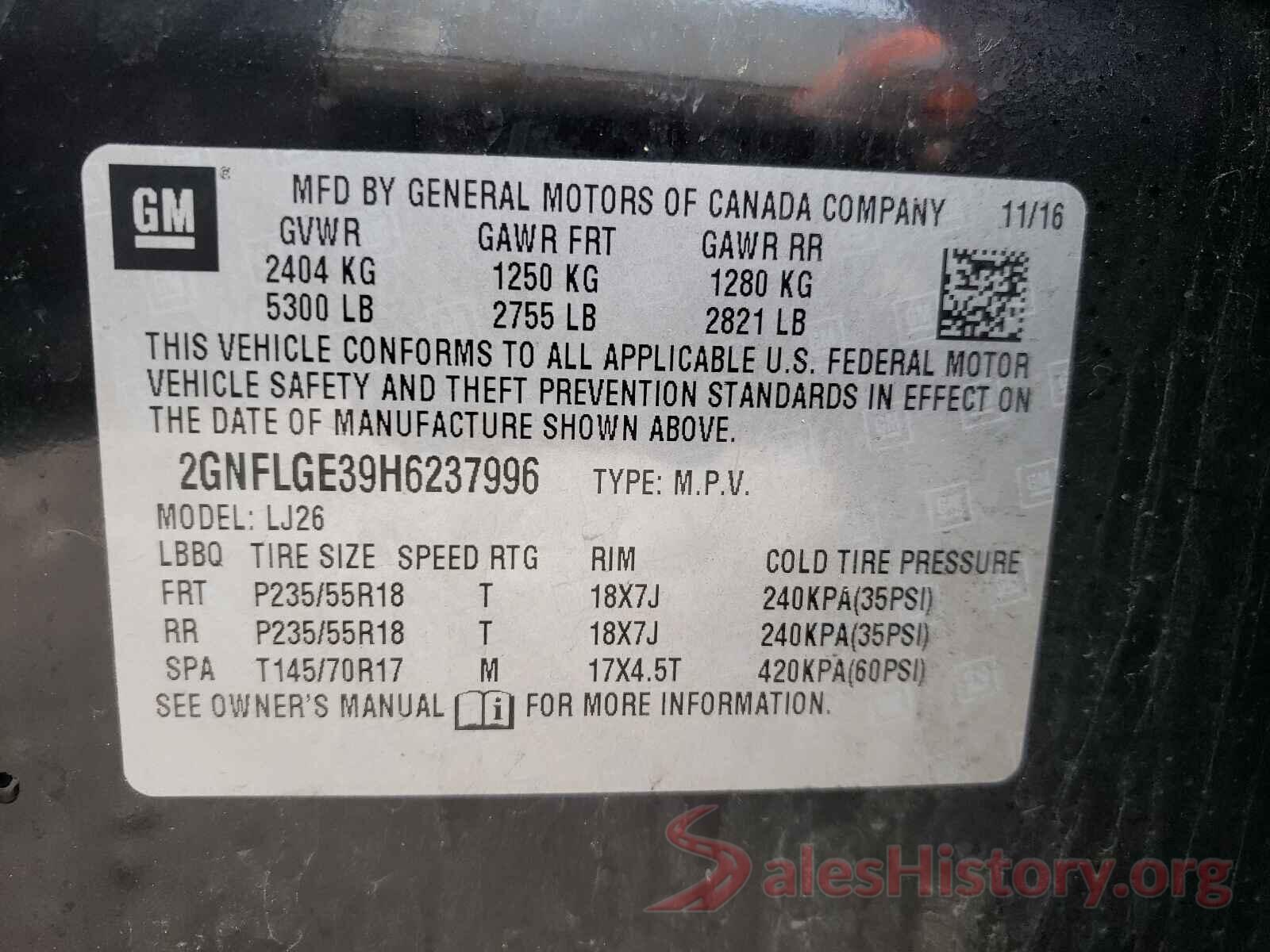 2GNFLGE39H6237996 2017 CHEVROLET EQUINOX