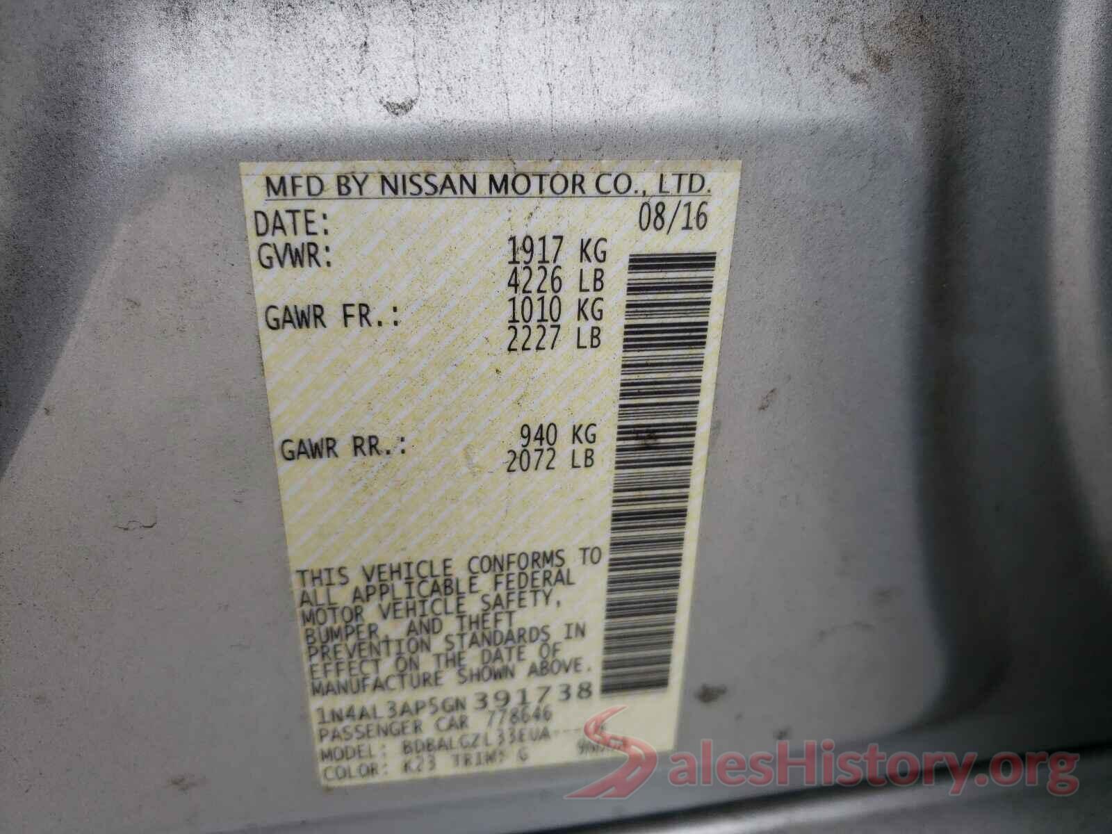 1N4AL3AP5GN391738 2016 NISSAN ALTIMA