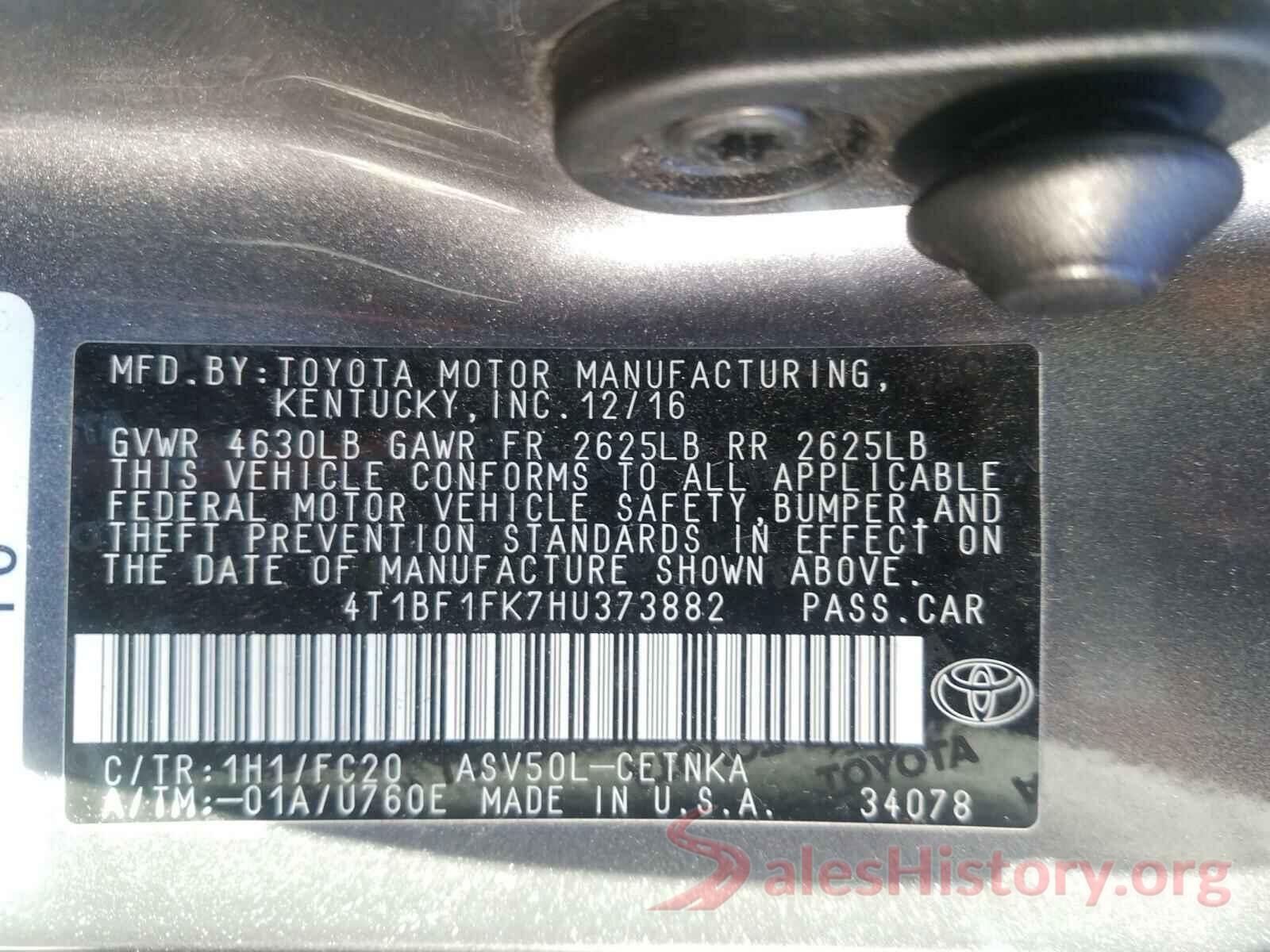 4T1BF1FK7HU373882 2017 TOYOTA CAMRY