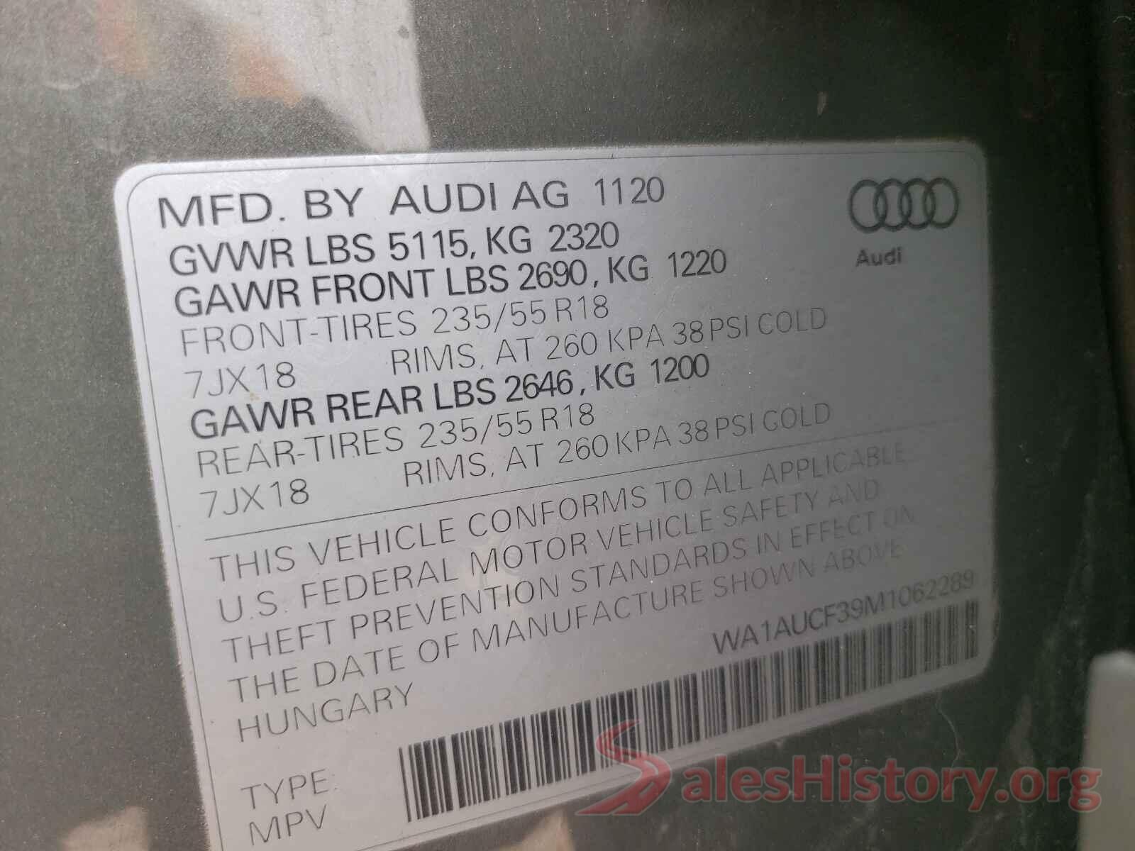 WA1AUCF39M1062289 2021 AUDI Q3