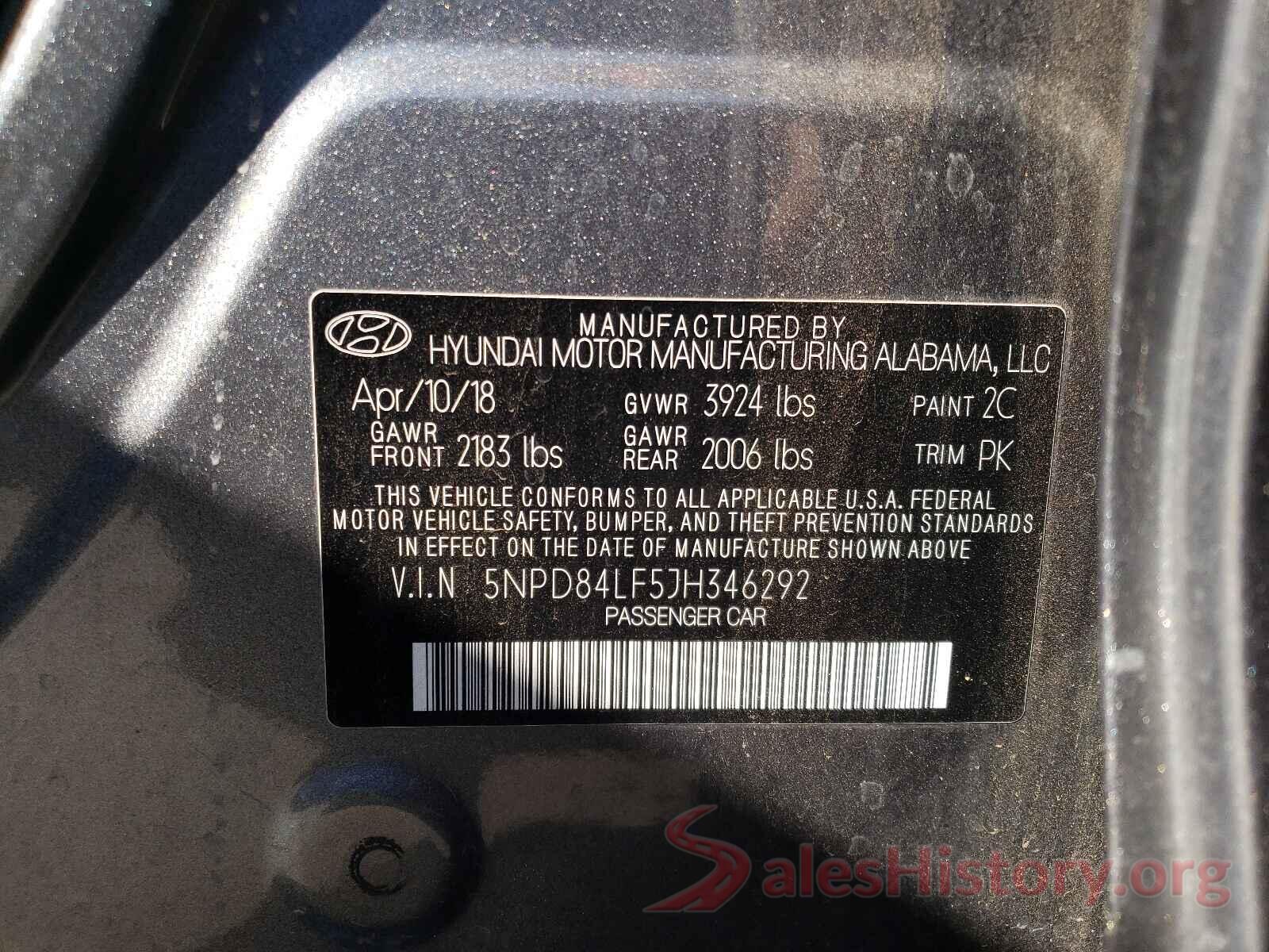 5NPD84LF5JH346292 2018 HYUNDAI ELANTRA