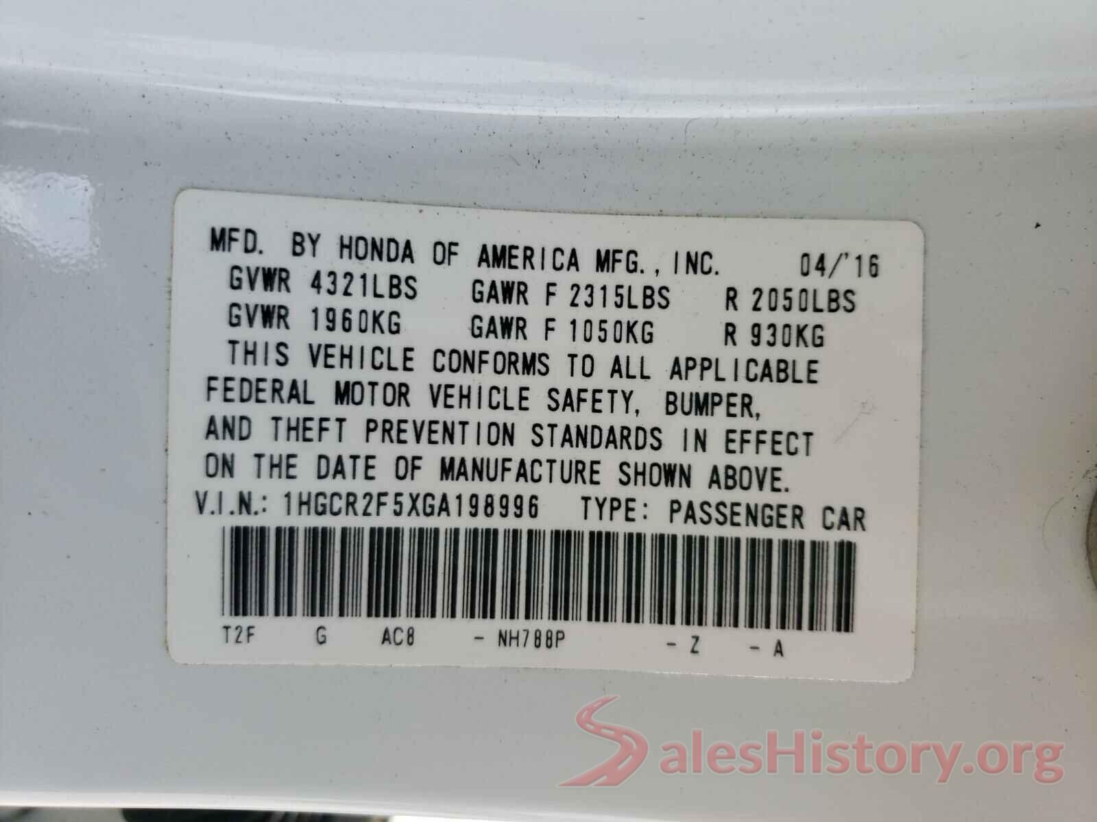 1HGCR2F5XGA198996 2016 HONDA ACCORD