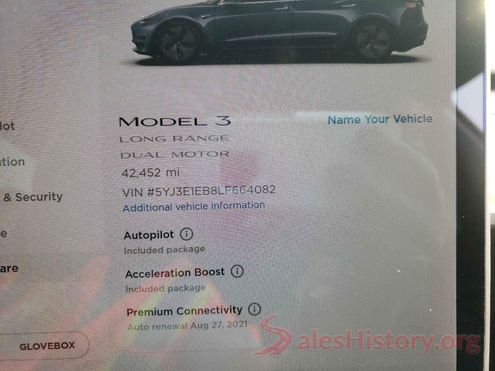 5YJ3E1EB8LF664082 2020 TESLA MODEL 3