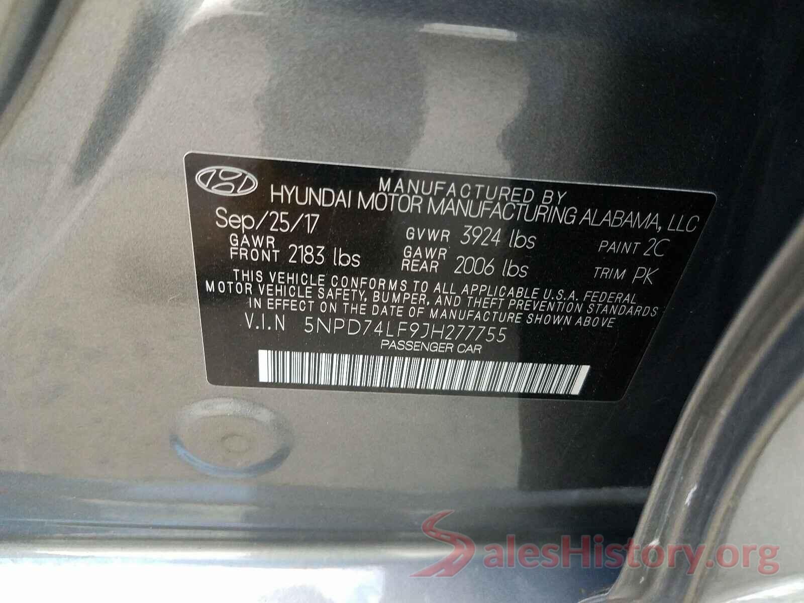 5NPD74LF9JH277755 2018 HYUNDAI ELANTRA