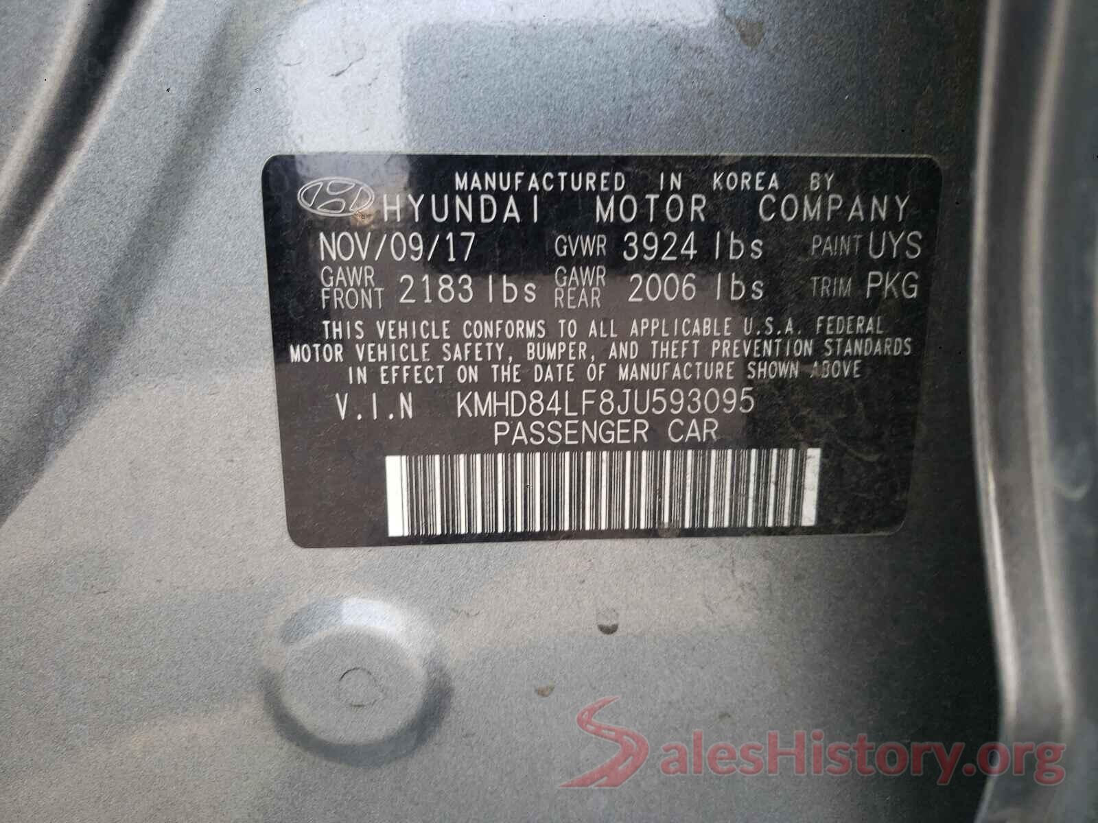 KMHD84LF8JU593095 2018 HYUNDAI ELANTRA