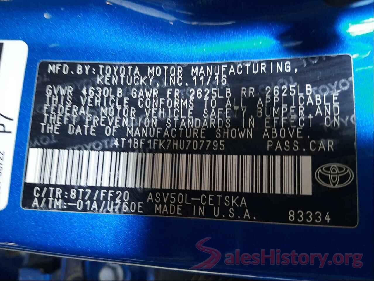 4T1BF1FK7HU707795 2017 TOYOTA CAMRY