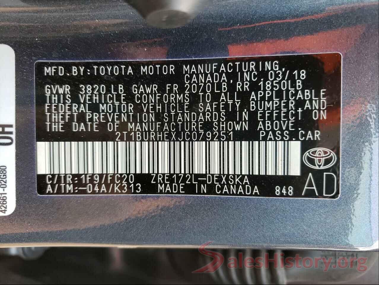 2T1BURHEXJC079251 2018 TOYOTA COROLLA