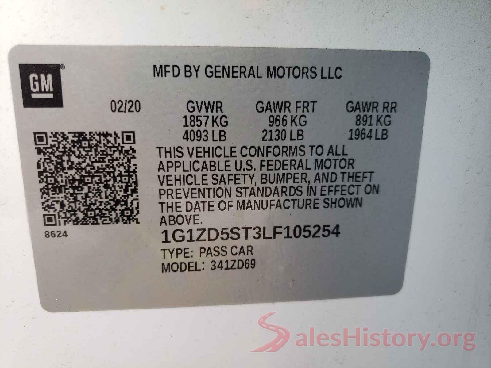 1G1ZD5ST3LF105254 2020 CHEVROLET MALIBU