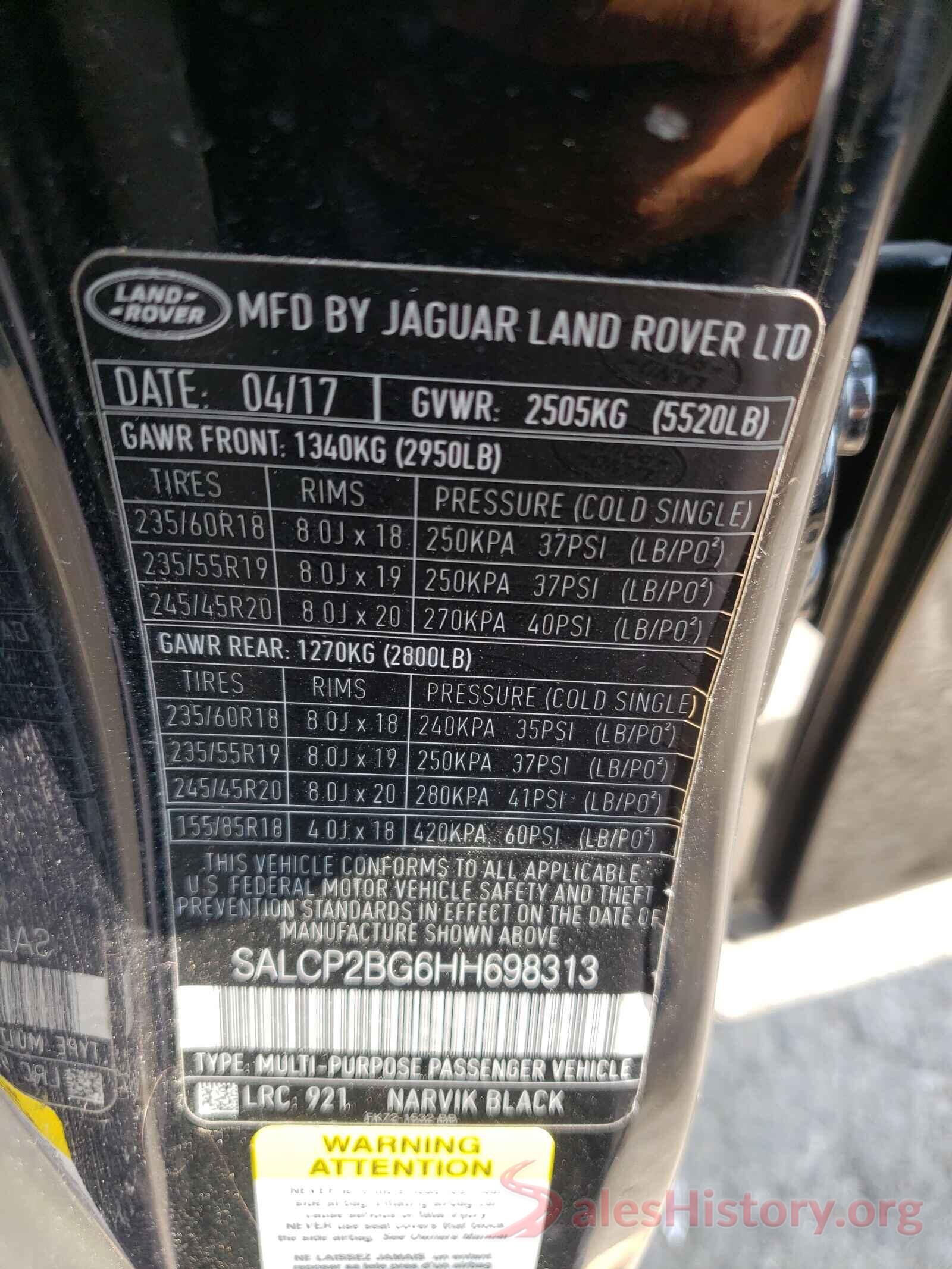 SALCP2BG6HH698313 2017 LAND ROVER DISCOVERY