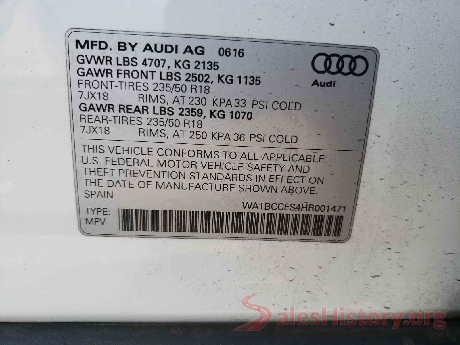 WA1BCCFS4HR001471 2017 AUDI Q3