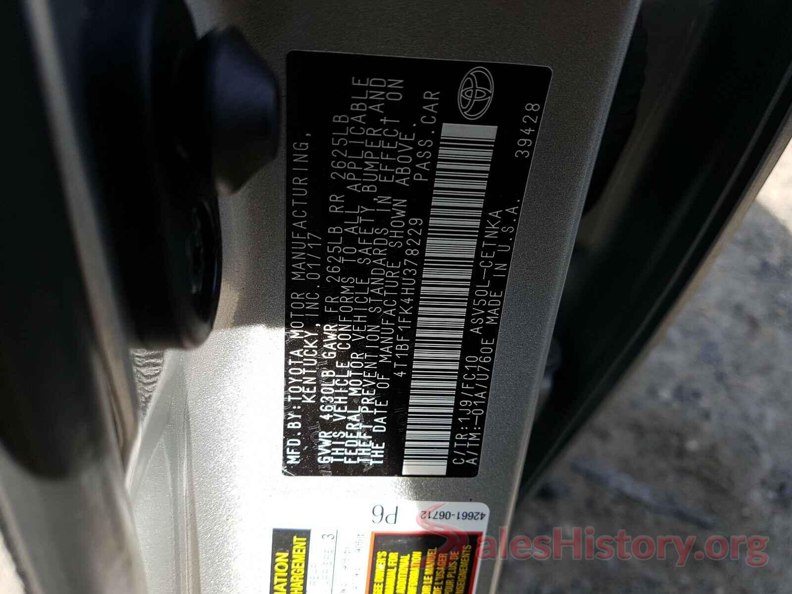 4T1BF1FK4HU378229 2017 TOYOTA CAMRY