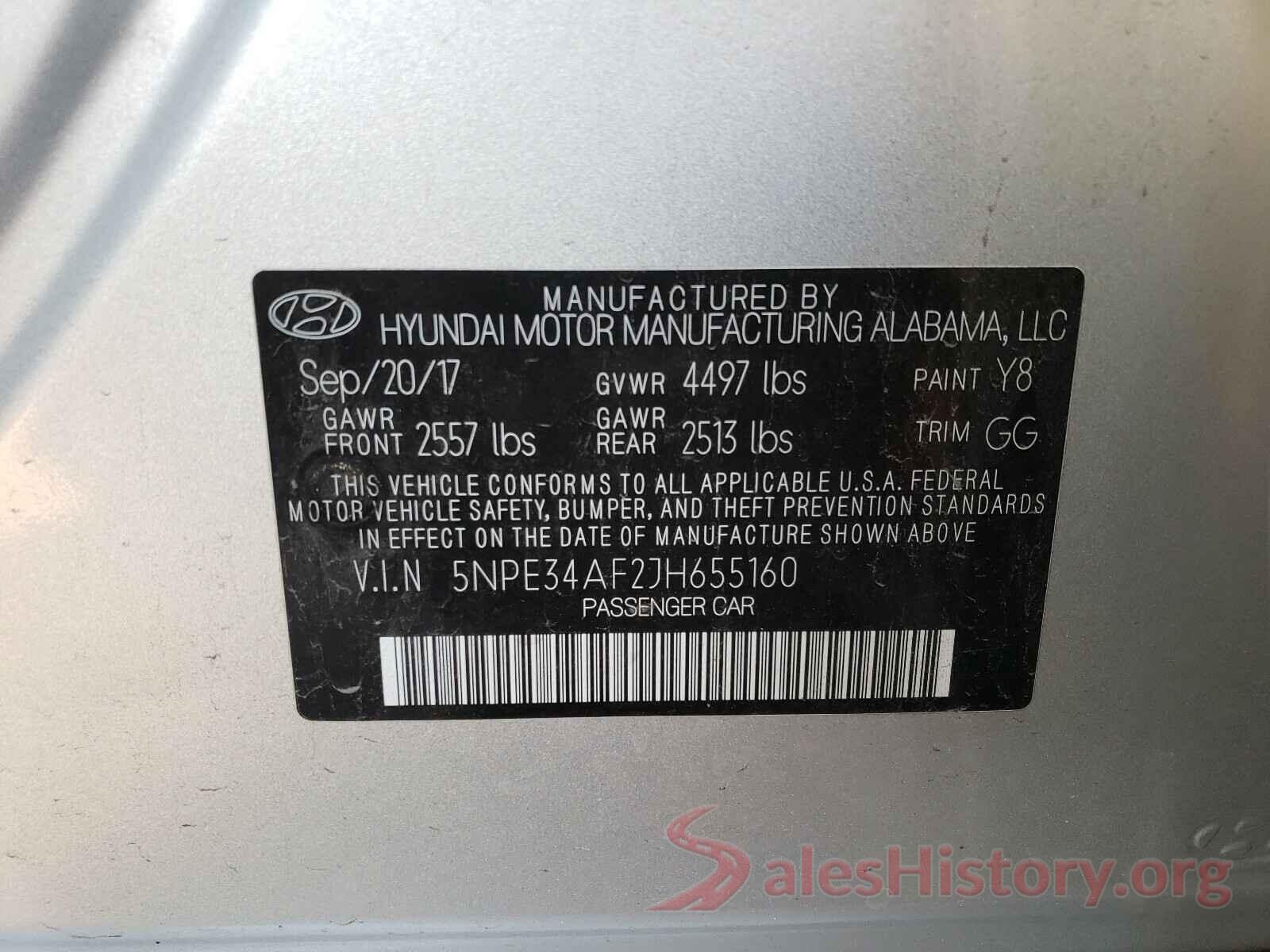 5NPE34AF2JH655160 2018 HYUNDAI SONATA