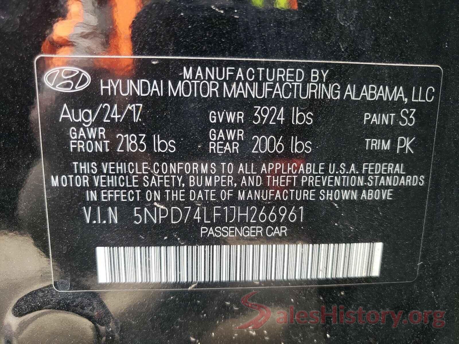 5NPD74LF1JH266961 2018 HYUNDAI ELANTRA